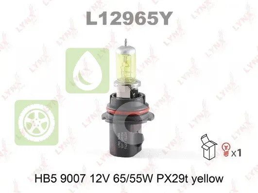 Лампа галогенная LYNXauto L12965Y HB5 PX29t yellow 12В 5565Вт 1 шт