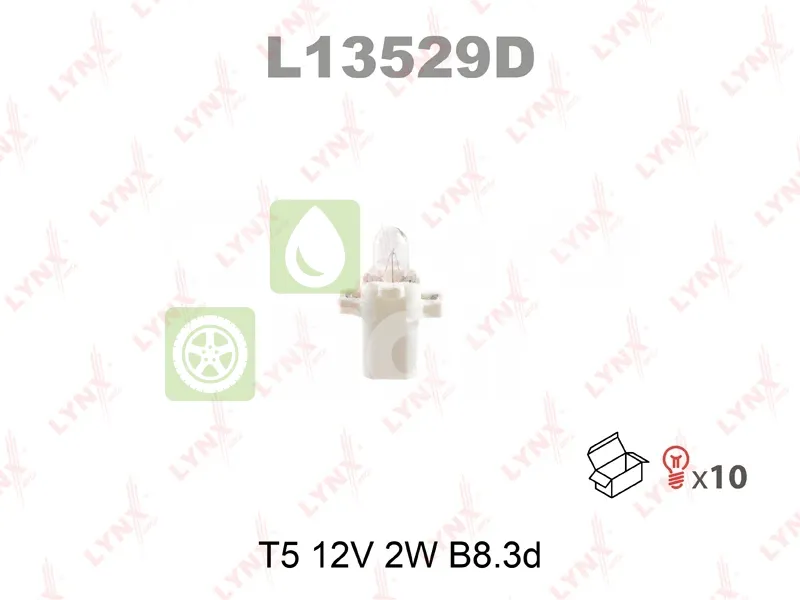 Лампа подсветки LYNXauto L13529D T5 12V 2W, 1