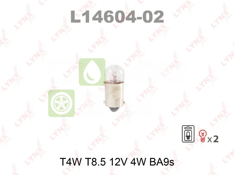 Лампа подсветки LYNXauto L14604 T4W BA9s 12В 4Вт 1 шт