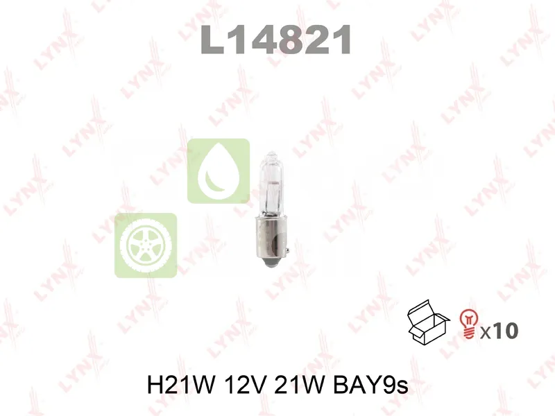 Лампа подсветки LYNXauto L14821 H21W BAY9s 12В 21Вт 1 шт