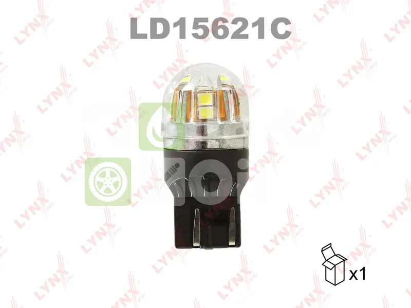 Лампа светодиодная LED W215W T20 12V W3x16q SMDx15 6800K CANbus LYNXauto LD15621C