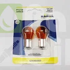 Лампа подсветки Narva 17638B2 PY21W 12V 21W желтая, блистер, 2