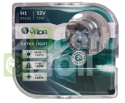 Лампа галогенная Nord YADA Extra Light +50% H1 12V 55W, 2 шт.