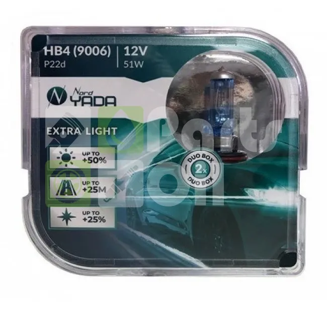 Лампа галогенная Nord YADA Extra Light +50% HB4 12V 51W, 2 шт.