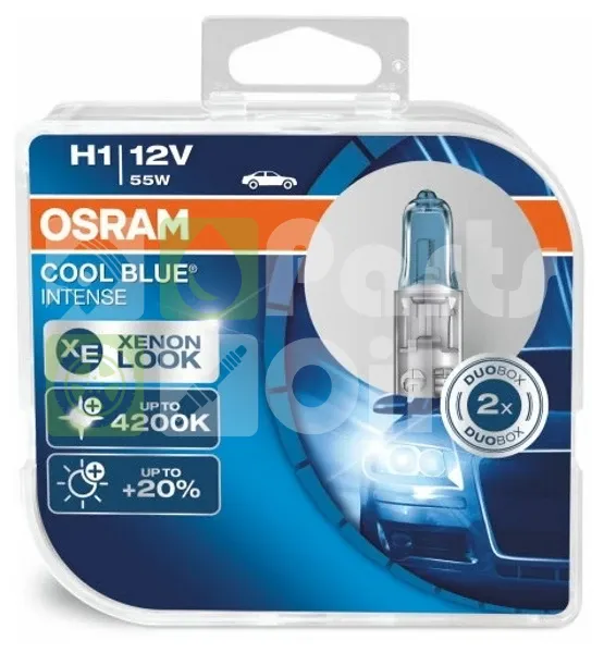 Лампа галогенная Osram Cool blue Intense H1 12V 55W, 2 шт. арт. 64150CBI-HCB