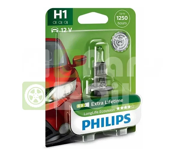 Лампа галогенная Philips LongLife EcoVision H1 12V 55W, 1 арт. 12258LLECOB1