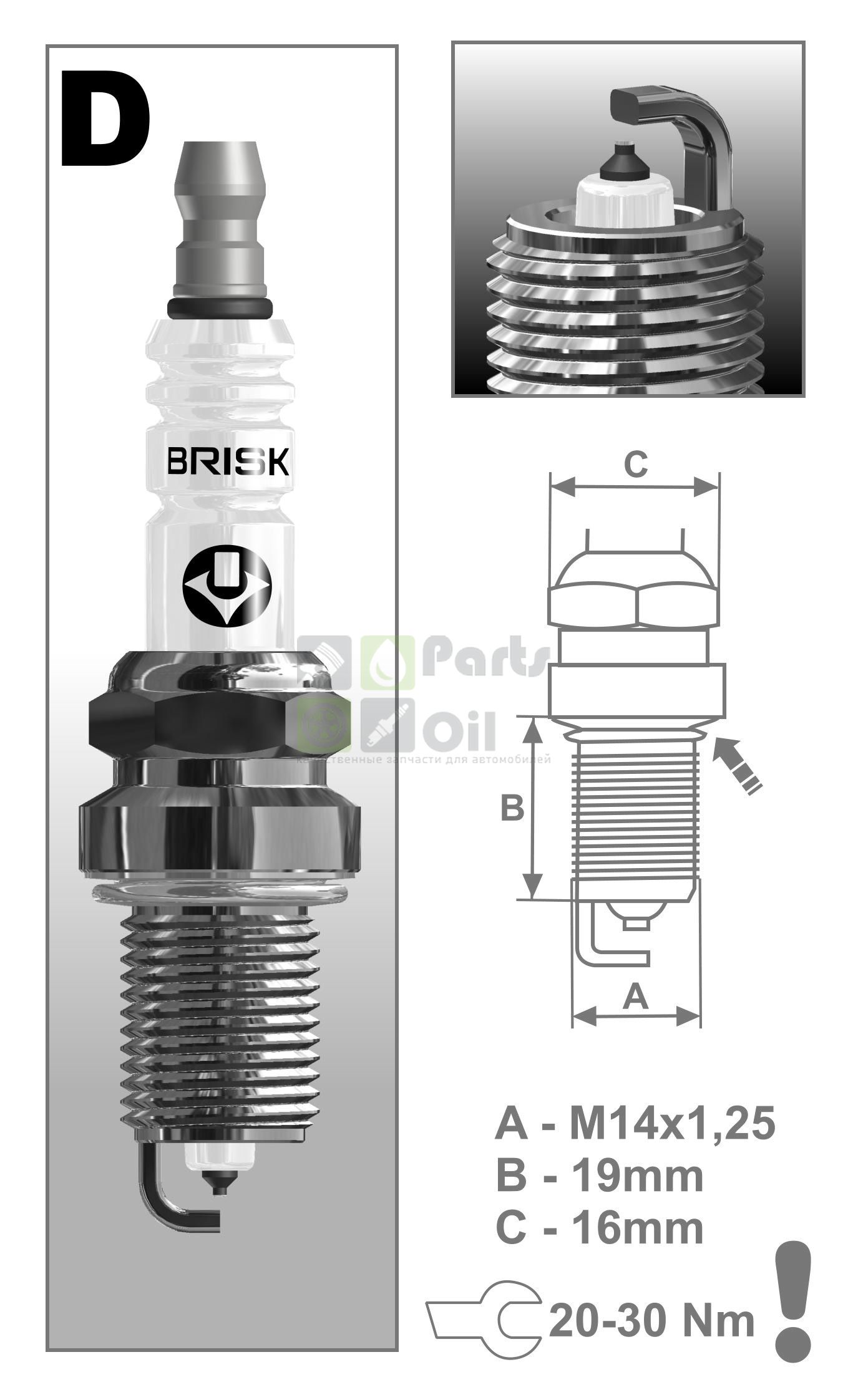 Свеча зажигания BRISK DR17YP1