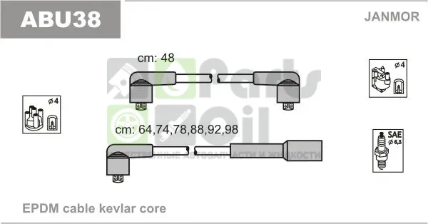 Высоковольтные провода провода зажигания комплект Janmor для Volkswagen Golf III 1992-1999. Артикул ABU38