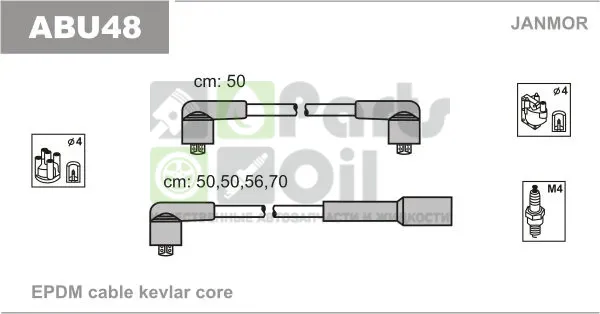 Высоковольтные провода провода зажигания комплект Janmor для SEAT Cordoba I 1994-2002. Артикул ABU48