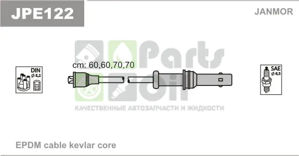 Высоковольтные провода провода зажигания комплект Janmor для Subaru Legacy II 1994-1999. Артикул JPE122