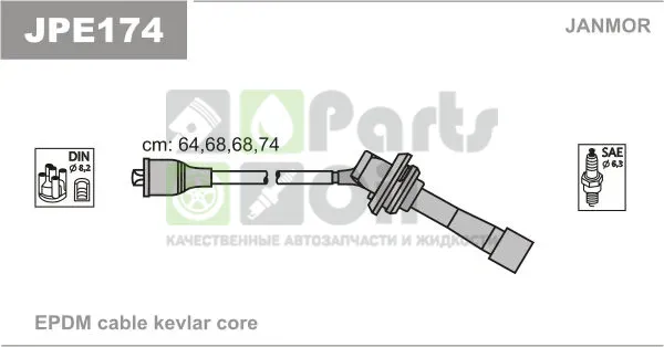 Высоковольтные провода провода зажигания комплект Janmor для Subaru Legacy II 1996-1999. Артикул JPE174