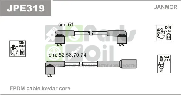 Высоковольтные провода провода зажигания комплект Janmor для Mazda 323 III BF 1985-1995. Артикул JPE319