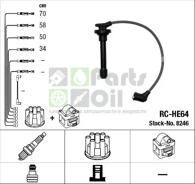 Высоковольтные провода провода зажигания комплект NGK для Honda Civic VI 1995-2001. Артикул 8246