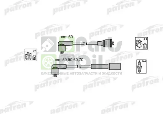 Высоковольтные провода провода зажигания комплект Patron для Volkswagen Passat B2 1980-1986. Артикул PSCI1011