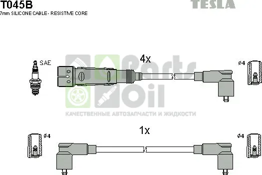 Высоковольтные провода провода зажигания комплект Tesla для SEAT Inca I 1997-2000. Артикул T045B