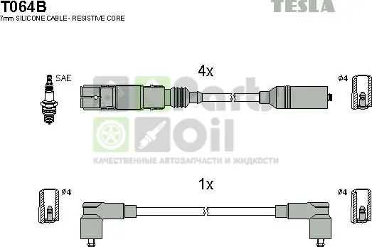 Высоковольтные провода провода зажигания комплект Tesla для Volkswagen Golf IV 1998-2002. Артикул T064B