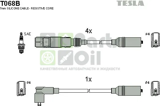 Высоковольтные провода провода зажигания комплект Tesla для Volkswagen Passat B5 1996-2000. Артикул T068B