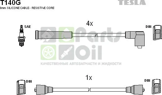 Высоковольтные провода провода зажигания комплект Tesla для Ford Escort IV 1985-1990. Артикул T140G