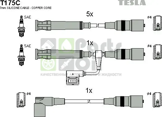 Высоковольтные провода провода зажигания комплект Tesla для BMW 5 II E28 1985-1987. Артикул T175C