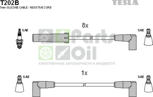 Высоковольтные провода провода зажигания комплект Tesla для Jeep Grand Cherokee I ZJ 1992-1999. Артикул T202B