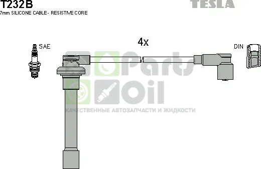 Высоковольтные провода провода зажигания комплект Tesla для Honda Accord V 1993-1998. Артикул T232B