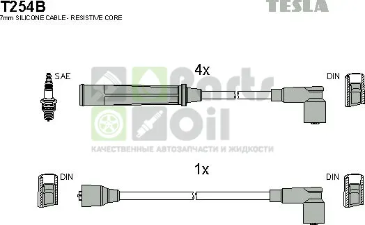 Высоковольтные провода провода зажигания комплект Tesla для Mitsubishi Pajero I 1983-1990. Артикул T254B