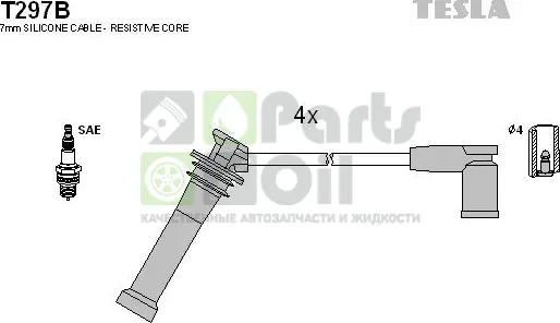 Высоковольтные провода провода зажигания комплект Tesla для Mazda 6 I GG 2002-2008. Артикул T297B