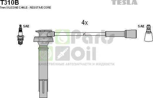 Высоковольтные провода провода зажигания комплект Tesla для Subaru Impreza II 2000-2009. Артикул T310B