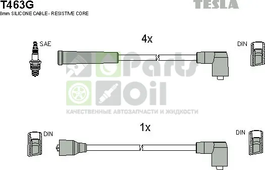 Высоковольтные провода провода зажигания комплект Tesla для Ford Orion II 1985-1990. Артикул T463G