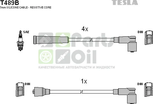Высоковольтные провода провода зажигания комплект Tesla для Nissan Cherry IV N12 1982-1986. Артикул T489B
