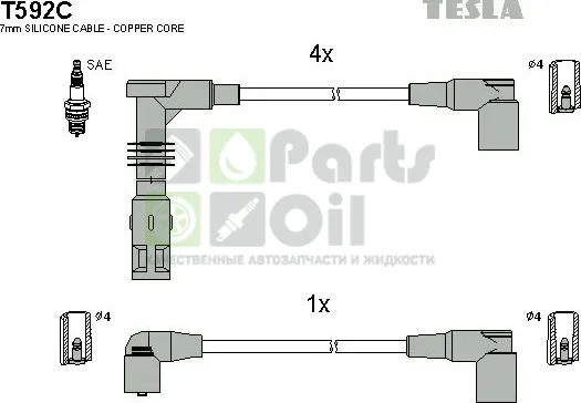 Высоковольтные провода провода зажигания комплект Tesla для Audi A6 I C4 1994-1997. Артикул T592C