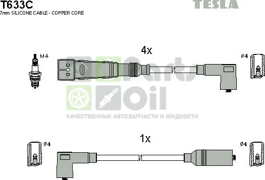 Высоковольтные провода провода зажигания комплект Tesla для Skoda Octavia Tour 1996-2004. Артикул T633C
