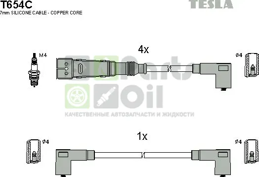 Высоковольтные провода провода зажигания комплект Tesla для SEAT Ibiza II 1993-2002. Артикул T654C