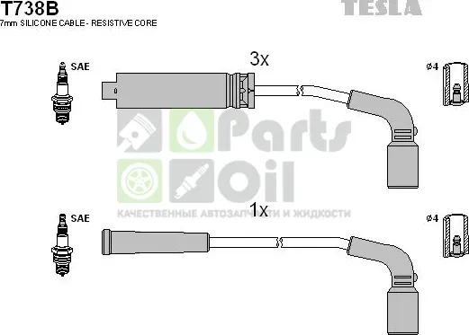 Высоковольтные провода провода зажигания комплект Tesla для Chevrolet Aveo I 2005-2012. Артикул T738B
