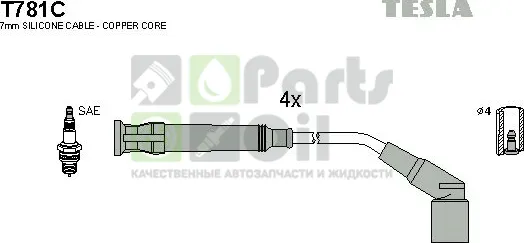 Высоковольтные провода провода зажигания комплект Tesla для BMW 3 III E36 1993-2000. Артикул T781C
