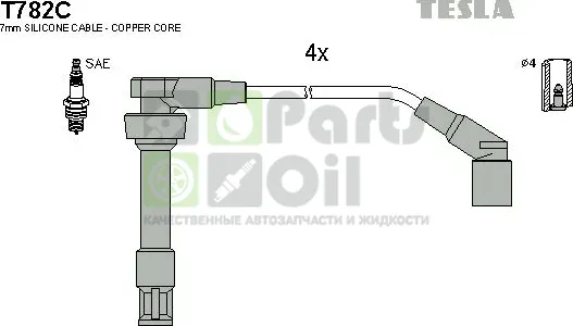 Высоковольтные провода провода зажигания комплект Tesla для BMW Z3 I 1995-1999. Артикул T782C