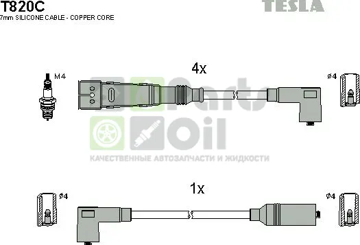 Высоковольтные провода провода зажигания комплект Tesla для Volkswagen Golf III 1991-1999. Артикул T820C