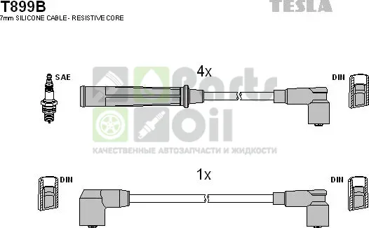 Высоковольтные провода провода зажигания комплект Tesla для Mazda 323 VI BJ 1994-1998. Артикул T899B