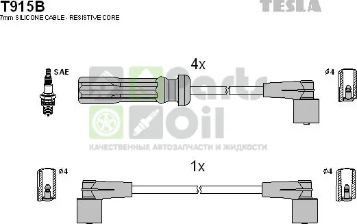 Высоковольтные провода провода зажигания комплект Tesla для Volvo 740 1985-1992. Артикул T915B