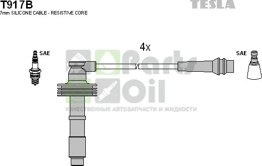 Высоковольтные провода провода зажигания комплект Tesla для Volvo S40 I 1995-2003. Артикул T917B