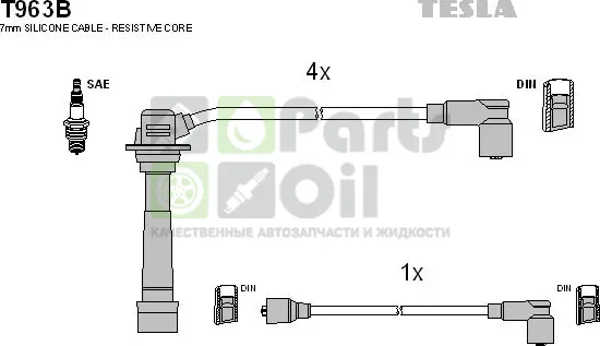 Высоковольтные провода провода зажигания комплект Tesla для Mazda 323 III BF 1985-1993. Артикул T963B