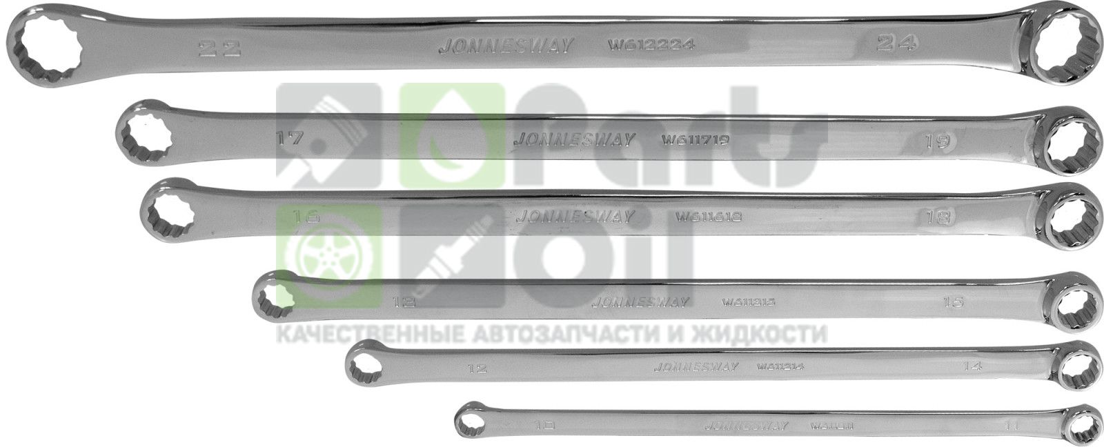 W61106S Набор ключей гаечных накидных удлиненный CrMo в сумке, 10-24 мм, 6 предметов Jonnesway