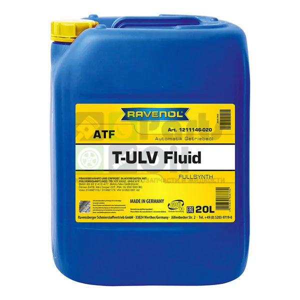 Масло трансмиссионное Ravenol ATF T-ULV Fluid АКПП синтетическое 20 л