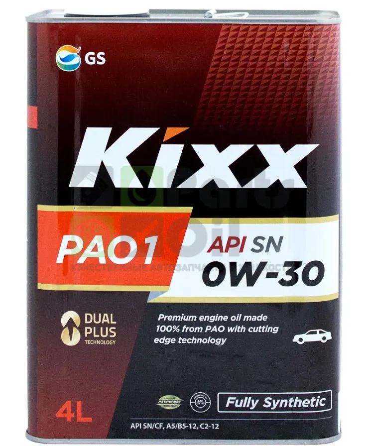 Моторное масло Kixx PAO1 0W-30 синтетическое 4 л