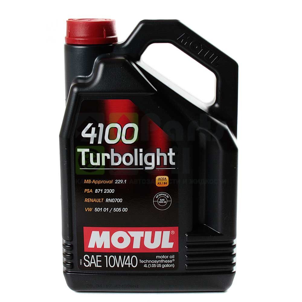 Масло моторное MOTUL 4100 TURBOLIGHT 10W40 полусинтетика 4 л 100355