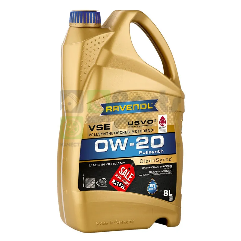 Моторное масло Ravenol VSE 0W-20 синтетическое 8 л