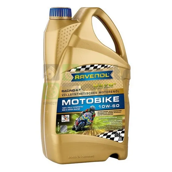 Моторное масло 4-х тактное Ravenol Racing 4-T Motobike 10W-60 синтетическое 4 л