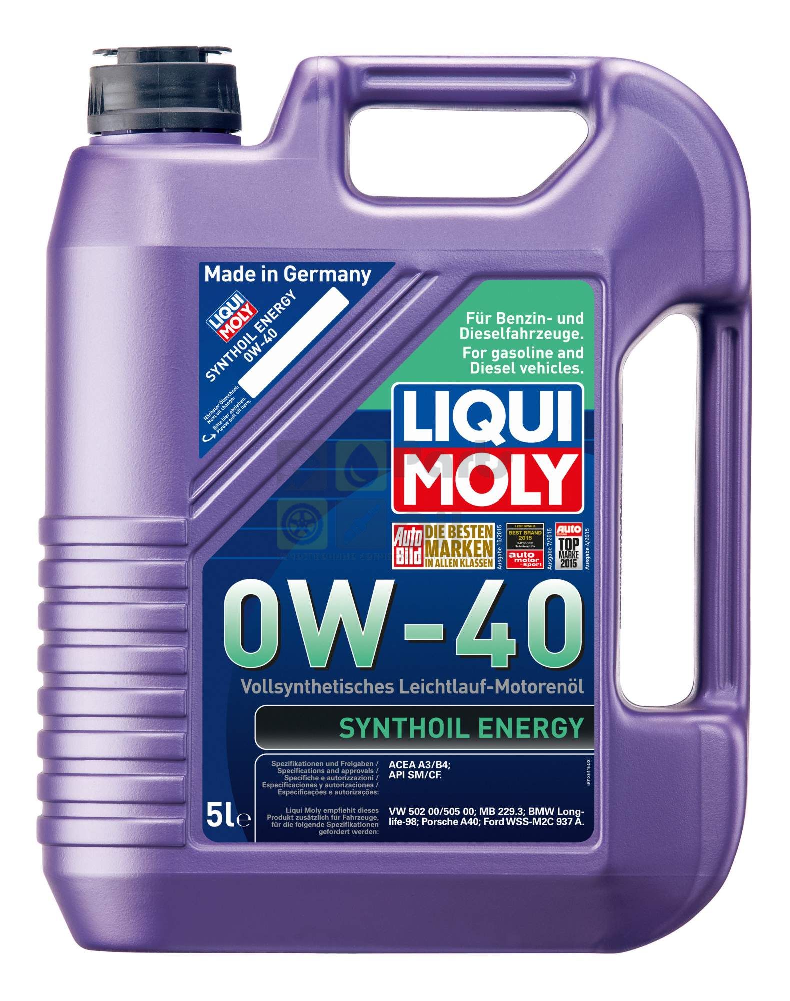 Моторное масло Liqui Moly Synthoil Energy 0W40 5 л