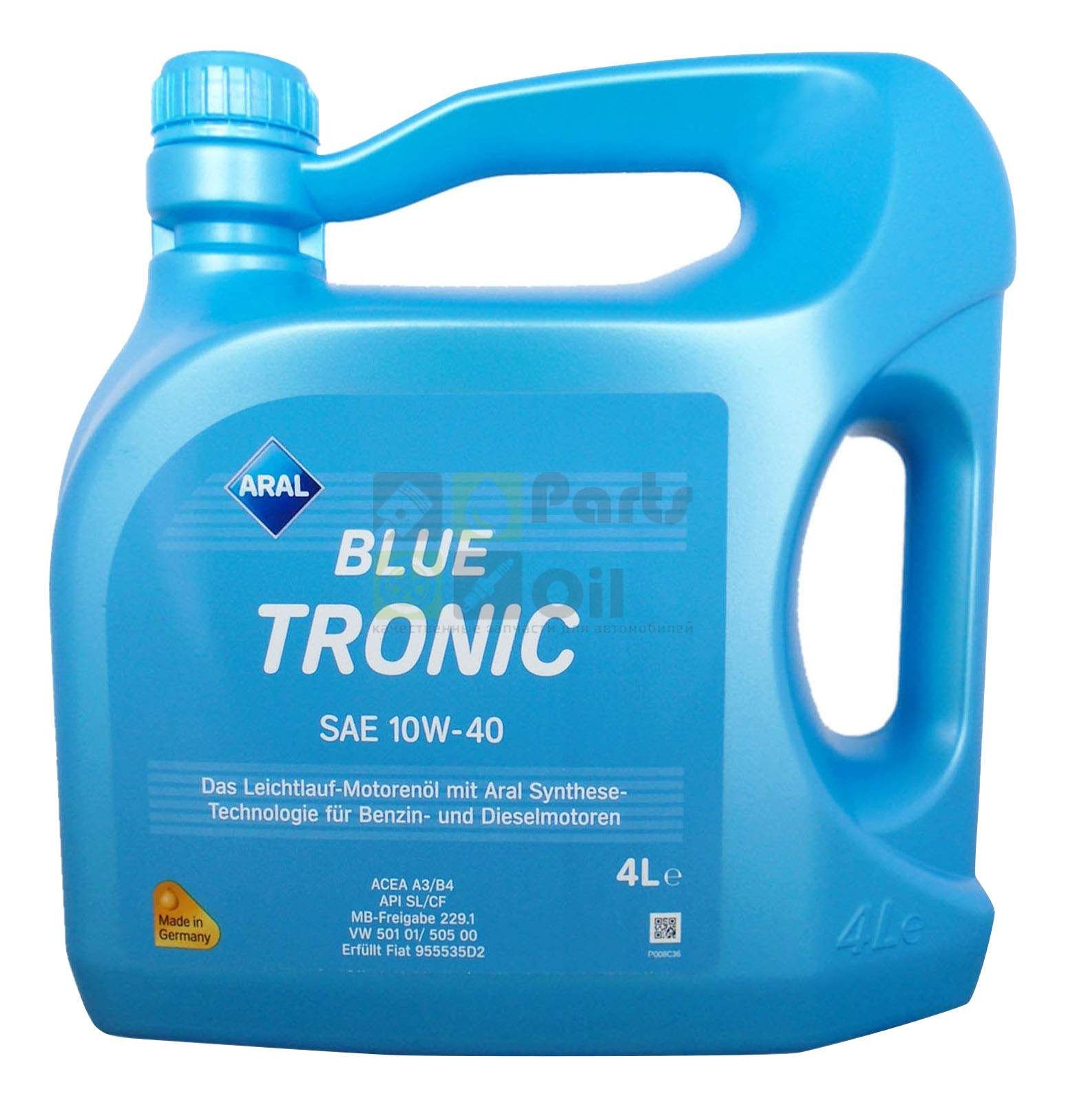 Моторное масло ARAL Blue Tronic 10W40 4 л