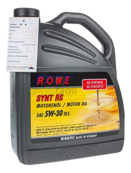 Моторное масло RoWe Hightec Synt RS DLS 5W30 4 л